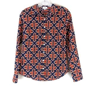 Crown & Ivy Navy Orange Pattern Shirt NWOT XS
